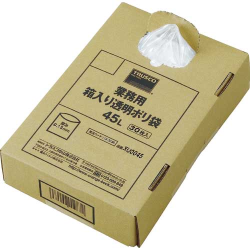 TRUSCO まとめ買い 業務用ポリ袋 透明・箱入 0.15×45L (30枚入) XU0045