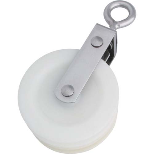 水本 滑車 ナイロンプーリー アイタイプ 使用ロープ径Φ〜9mm 車数2 B-1340