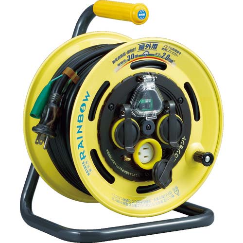 ハタヤ　レインボーリールブレーカー付　３０ｍ　アース付　品番：BE-30K ハタヤ レインボーリールブレーカー付 30m アース付 BE-30Kの