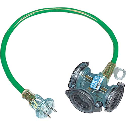 ハタヤ 防雨型2Pショートタップ 0.5m グリーン FX-005-G