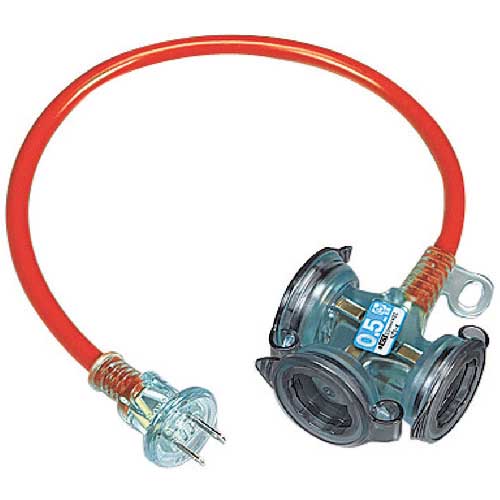 ハタヤ 防雨型2Pショートタップ 0.5m レッド FX-005-R