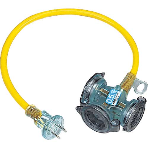 ハタヤ 防雨型2Pショートタップ 0.5m レモンイエロー FX-005-RY