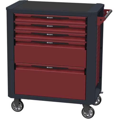 SORI キャビネットワゴン 12000 5段 赤 850X470X1020