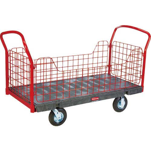 【廃番】ラバーメイド 【売切廃番】金網台車 サイドパネルプラットフォームトラック 長さ1318×幅630×高さ400mm 均等荷重544kg 448507