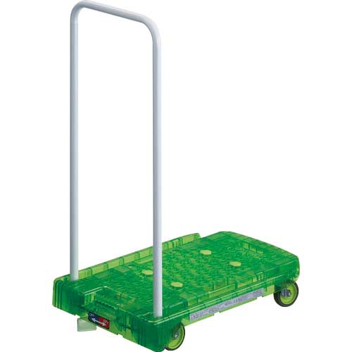 【廃番】TRUSCO 樹脂台車 アクロキャリー PC製 省音車輪 600X390 グリーン透明 S付 AC-1PC-GN-S