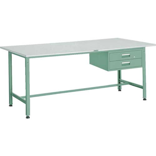 TRUSCO 軽荷重作業台(300kg)AE型 1800X750XH740 2段引出付 グリーン色 AE-1800F2