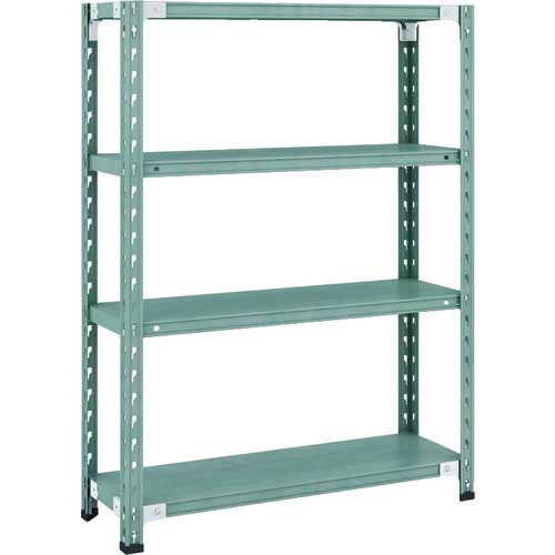 TRUSCO CB型セミボルトレス軽中量棚 900X300XH1200 4段 グリーン CB-4334-GN