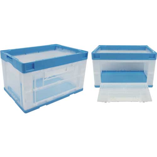 RISU CB型折りたたみコンテナー(長側片側面開閉タイプ) 593111 CB-51NRカタトビラLブルー/トウメイ CB51NR-TL-B/C