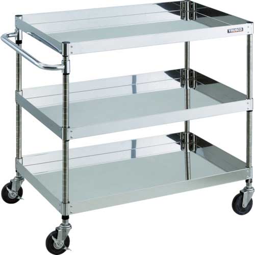 TRUSCO ステンレスワゴン クリーンフェニックスワゴン SUS304 W750×D500×H880 3段 導電性ゴム車輪 CPE3-973SD