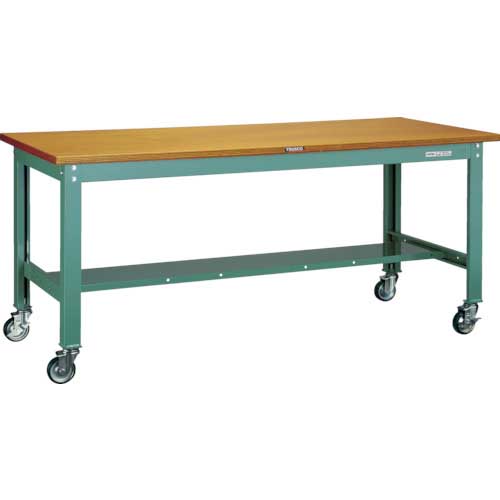 TRUSCO 中荷重作業台(300kg)HW型 1800X900XH831 φ100ウレタンキャスター付 グリーン色 HW-1809CU100
