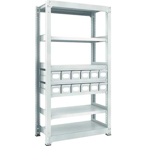 TRUSCO スチールラック M3型中量棚 H1800 スチール引出付 小X12 M3-6357-A12