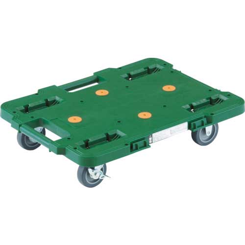 TRUSCO 樹脂製平台車 ルートバン 370X500 ストッパー付 緑 MPB-500S-GN