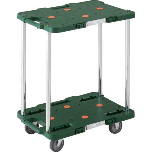 TRUSCO 樹脂製台車 ルートバン 2段式 370X500 緑 MPB-502-GN