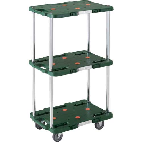 TRUSCO 樹脂製台車 ルートバン 3段式 370X500 緑 MPB-503-GN