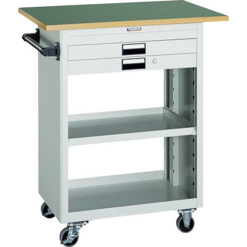 TRUSCO スチール製ワゴン(溶接一体構造) ツールワゴン 600×400×H880 浅型2引出 天板付 ヤンググリーン NTS-620T-YG