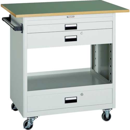 TRUSCO スチール製ワゴン(溶接一体構造) ツールワゴン 750×500×H880 浅2深1引出 天板付 ホワイト NTS-712T-W