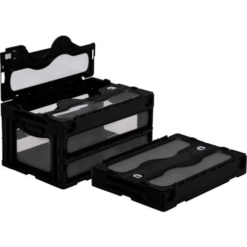 サンコー フタ一体型折りたたみコンテナー 559020 マドコンC-40Bブラック SKO-C-40B-BK