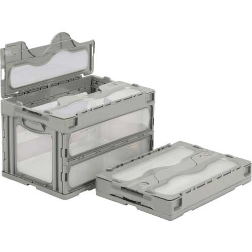 サンコー フタ一体型折りたたみコンテナー 559000 マドコンC-50B ライトグレー SKO-C-50B-GLL