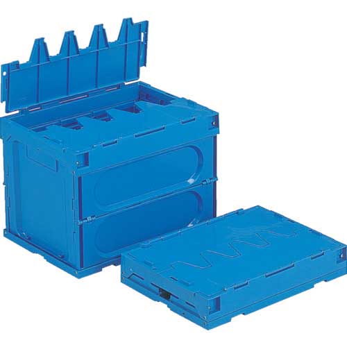 サンコー フタ一体型折りたたみコンテナー サンクレットオリコンP19B ブルー