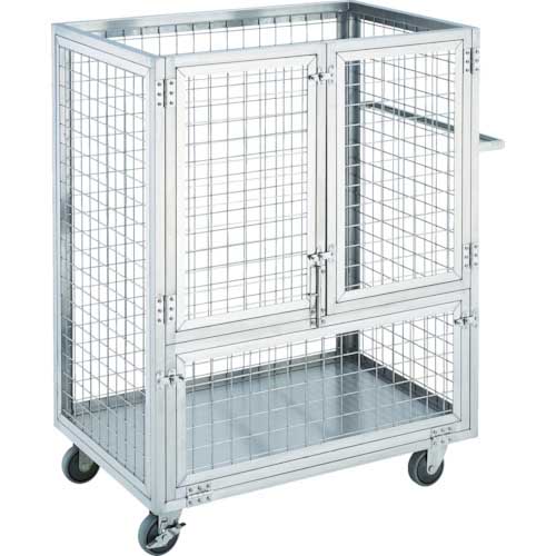 TRUSCO オールステンレス製運搬車 オールステンレス製網台車 900×600 全高1200 3ドアタイプ SUAD3-960