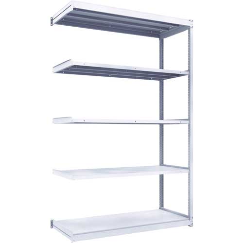 ＴＲＵＳＣＯ　ＴＵＧ型軽中量棚２００ｋｇ連結　１５４０Ｘ６２４ＸＨ２４００　５段　　TUG200-85L-5B　125-2128 軽中量ボルトレス棚\u201dTUG型\u201d(200kgタイプ、高さ1800mm、下段開放タイプ)単体型 オイスターホワイト色 3段 奥行490mm  TUG200-SB64S-3