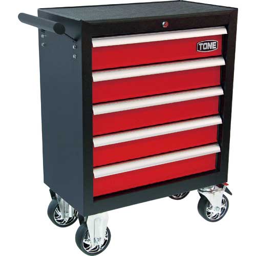 TONE スチール製ワゴン(キャビネットタイプ) ミニローラーキャビネット レッド WSS205