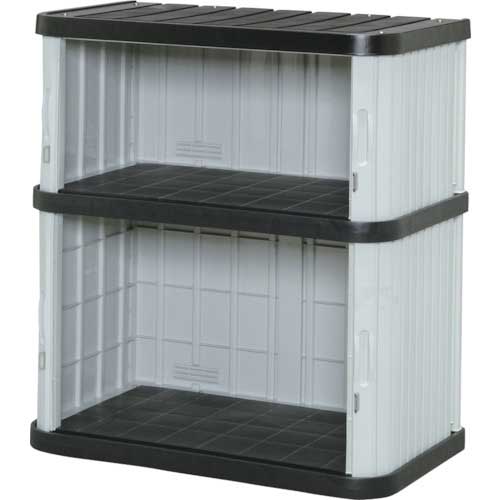 アイリスオーヤマ 樹脂製物置ミニロッカー(左右シャッタータイプ)