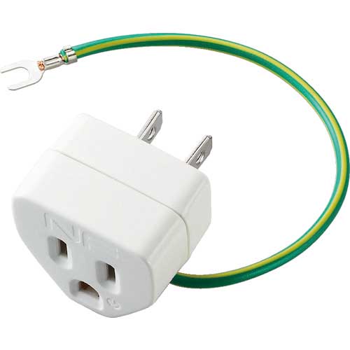 ELECOM タップ ノイズOAアダプタ 3ピンー2ピン変換プラグ T-H32N