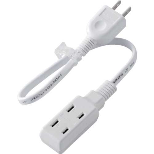 ELECOM 超小型モバイルタップ 3個口 0.3m ホワイト T-M303WH