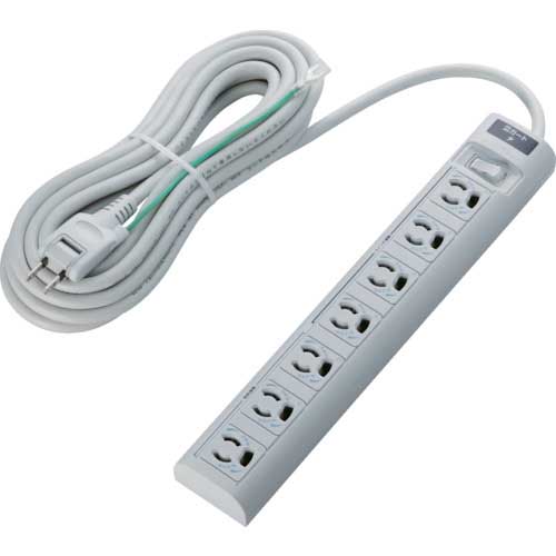 ELECOM RoHs準拠OAタップ 3P 7個口 雷ガード 5m グレー T-T05-3750LG/RS