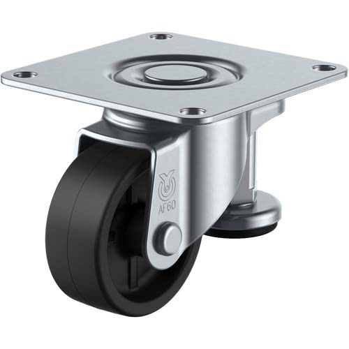 ユーエイ プレート式 自在 アジャスター付キャスター グレーナイロン 車輪径60mm AFタイプ SGW-AF型 取付寸法75×75 SGW-60GN-AF