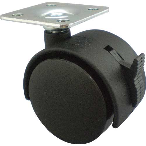 TRUSCO プレート式双輪キャスター ナイロン車輪 自在ストッパー付 TPWS