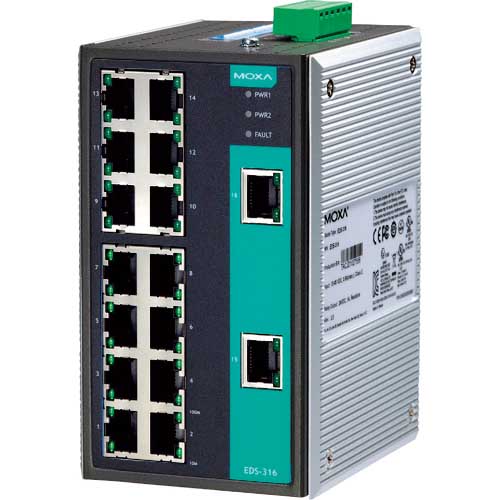 イーサネットスイッチングハブ　EDS-316 Moxa EDS-316 - MoxaStore.com