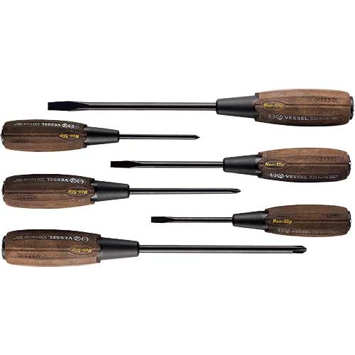 VESSEL ウッディ貫通ドライバー6本組 No.336PS 336PS