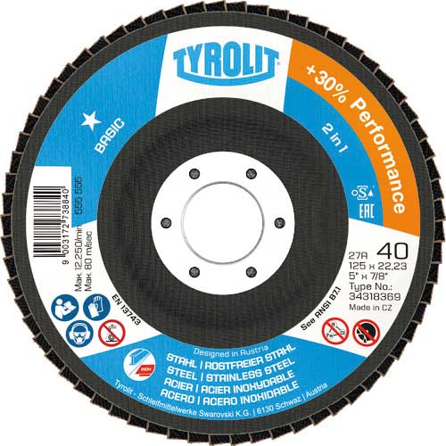 TYROLIT フラップディスク ベーシックタイプ 125mm #40 34318554