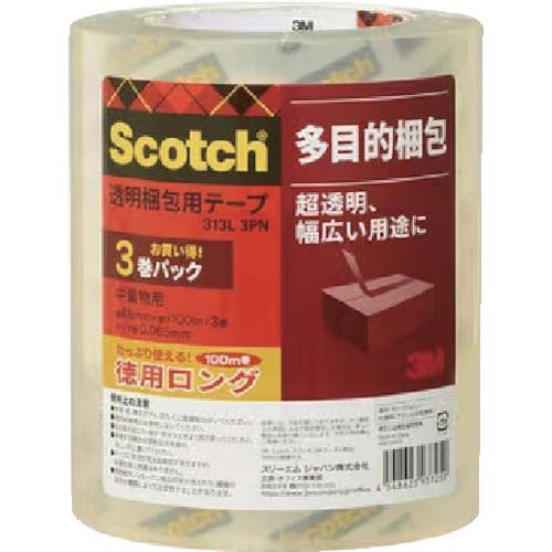 3M 透明梱包用テープ 48mmX100m 3巻パック 313L 3PN