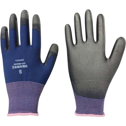 トワロン まとめ買い ウレタン背抜き手袋 パワフルトップ3本指先強化 S (10双入) 882-S