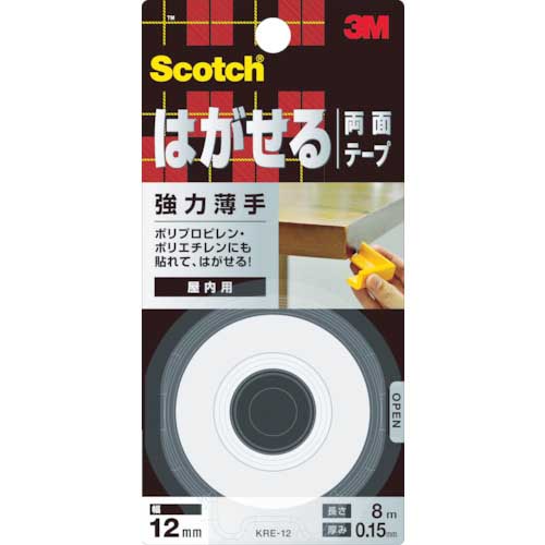 3M スコッチ はがせる両面テープ 強力薄手 12mm×8m KRE-12