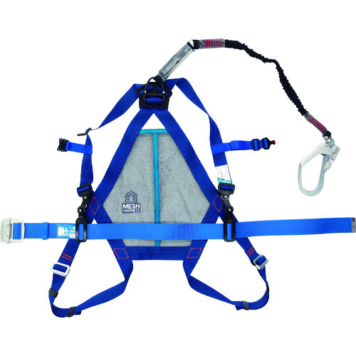 【廃番】ミドリ安全 メッシュハーネス 伸縮式ランヤード 胴ベルト付 MHF-600-AS-NV-M