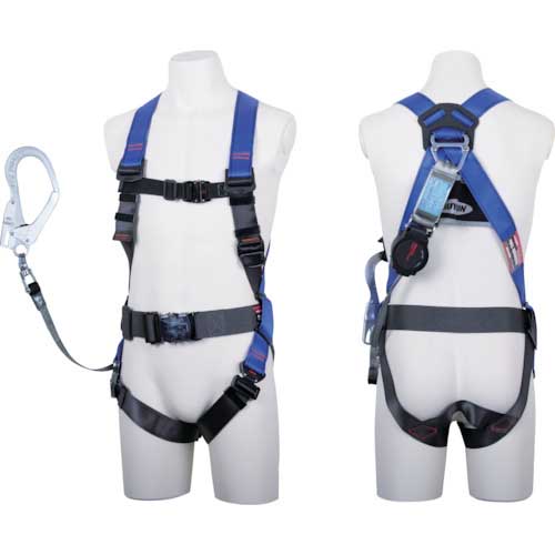 藤井電工 ツヨロン コアハーネス 胴ベルト付き シングルランヤード付き ロック機構付き巻取式ワン・ハンドリトラ パープル Mサイズ TH-502-OH93SV-OT-P-M-R23-BX