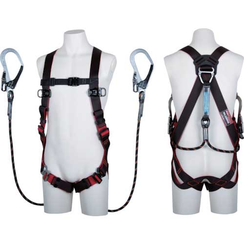 藤井電工 ツヨロン レヴォハーネス ツインランヤード付き Gブレード 黒・赤 Lサイズ TH-508-2GB99-OT-BKR-L-2R26-BX