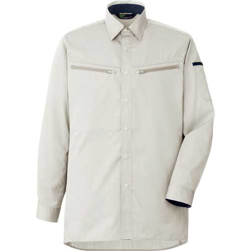 【廃番】ミドリ安全 男女共用 ハーネス対応 長袖シャツ VES2591 上 シルバーグレー SSS VES2591-UE-SSS