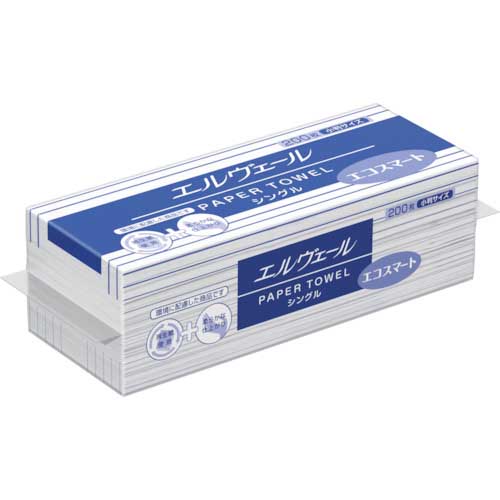【廃番】エリエール エルヴェールペーパータオル エコスマート200枚小判(703511/21000698) 703511