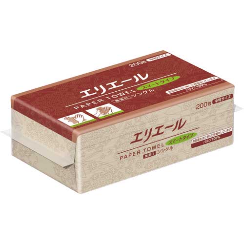 エリエール ペーパータオルスマートタイプ無漂白シングル200枚中判 703513