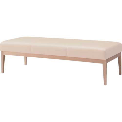 【廃番】TRUSCO ロビーベンチ3人掛 ホワイト 脚部ナチュラル ADSWB01-W