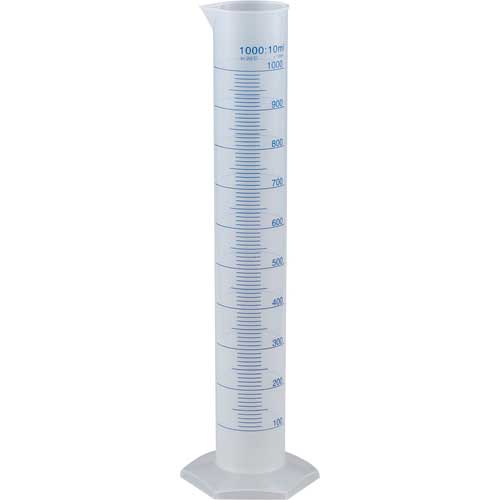 TRUSCO メスシリンダー 1000ml 青目盛付 PP製 MS1000