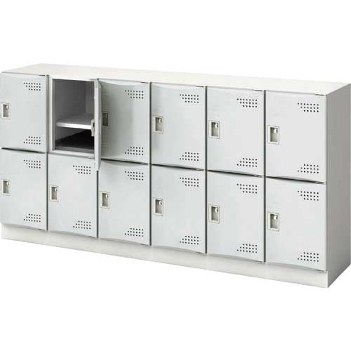 【廃番】アイリスオーヤマ スクールロッカー 6列2段 12人用 M扉 ライトグレー JTSL-M-62-NJ-LG