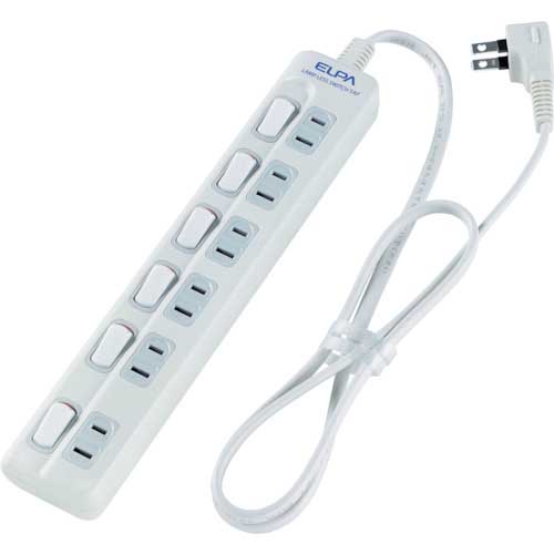 ELPA オフィス用タップ ランプレススイッチ付タイプ 6個口 1m WLS-610EB-W