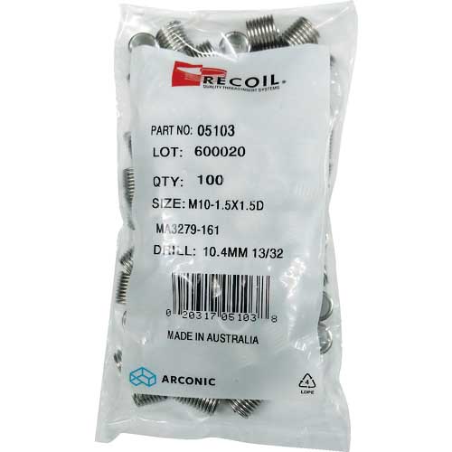 リコイル インサートねじ SUS304 適用ボルトねじ:M6-1.00×3D(100個入り) 05066