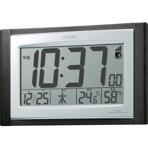 シチズン 電波時計(デジタル表示)(掛置兼用) 温湿度計付き ブラウン 157×240×40mm 8RZ096-023